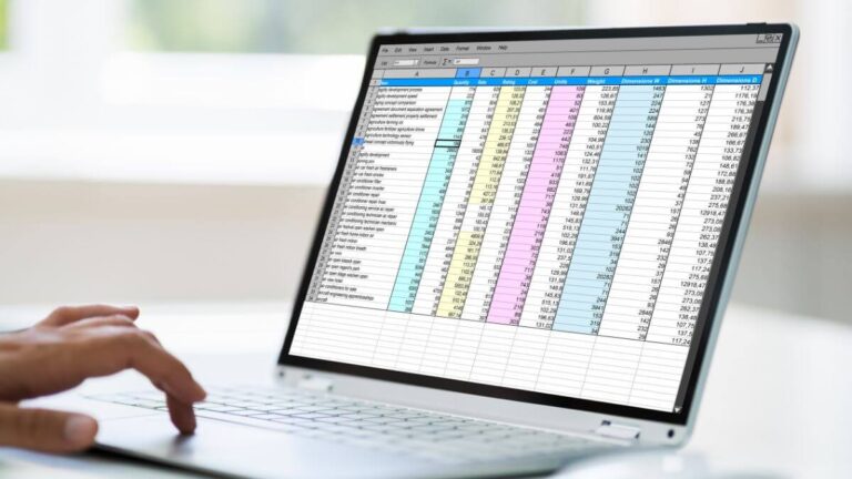 a user checking data on a spreadsheet