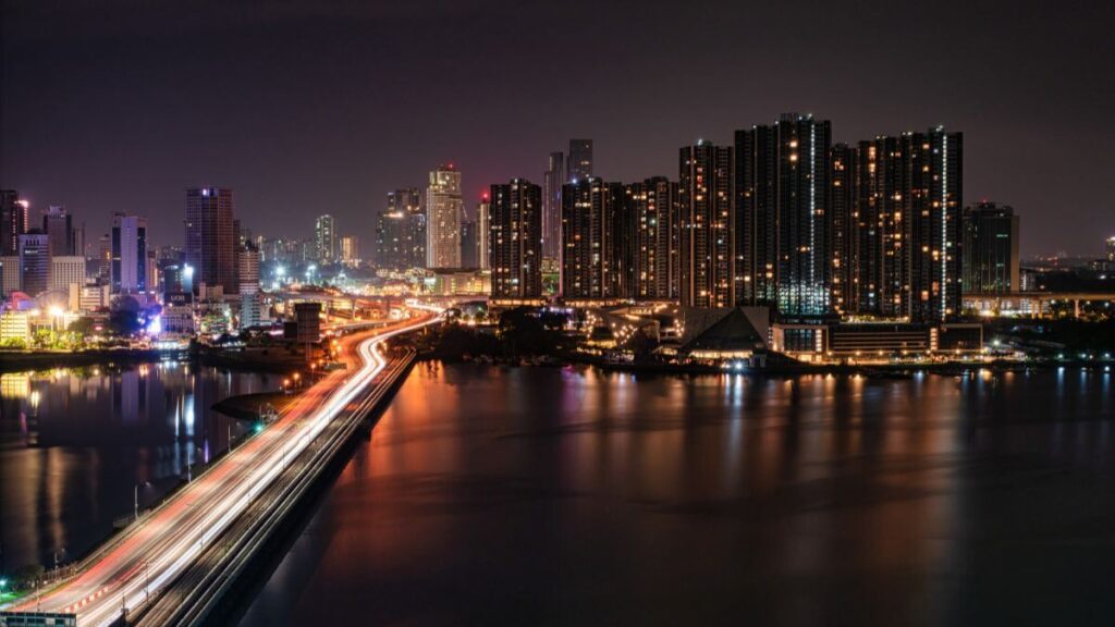 night scene of malaysia singapore causeway