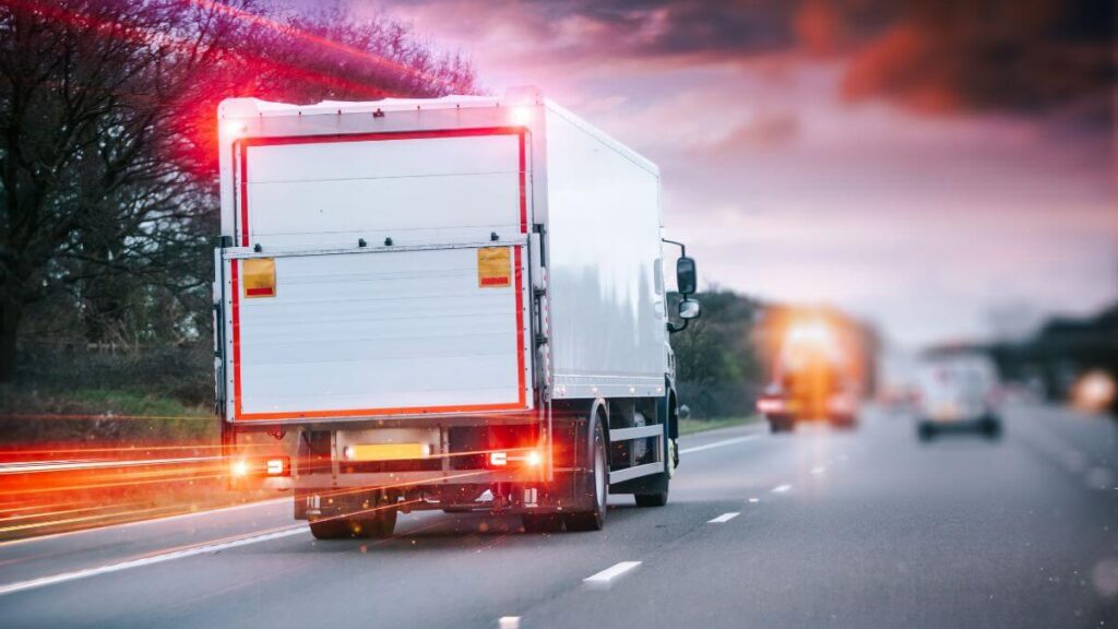 a lorry moving on the road
